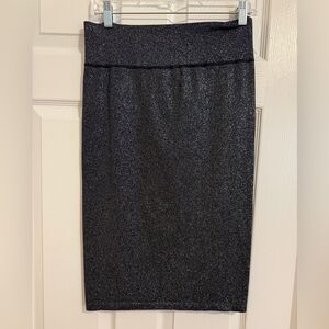 Aerie Black Stretch Metallic Glitter Pencil Skirt